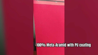 Material: 100% Meta‑Aramida com revestimento PU Peso:280gsm Largura:150cm Cor: Vermelho