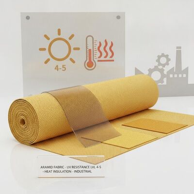 Babric de aramida com 150 cm de largura e nível de resistência uv 4 a 5, perfeito para roupas de proteção, isolamento térmico e industrial