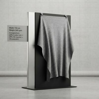 Tecido Misturado Modacrílico FR com 68% Modacrílico + 29% Viscose FR + 3% Elastano para Resistência à Chama <2 Segundos e Peso de 240gsm
