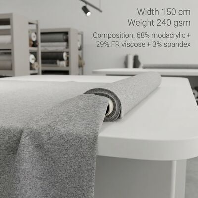 Tecido Misturado Modacrílico FR com 68% Modacrílico + 29% Viscose FR + 3% Elastano para Resistência à Chama <2 Segundos e Peso de 240gsm