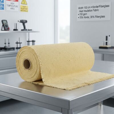 Tecido isolante térmico de fibra de vidro Kevlar com resistência a altas temperaturas, retardador de chama e resistência a rasgos